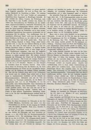 323-324 [Rezension] Meyer, Hans, Geschichte der Lehre von den Keimkräften von der Stoa bis zum Ausgang der Patristik