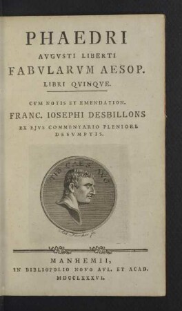 Phaedri Avgvsti Liberti Fabvlarvm Aesop. Libri Qvinqve