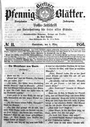 No. 11, Sonnabend, den 8. März