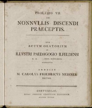 7: Prolvsio VII. De Nonnvllis Discendi Praeceptis.
