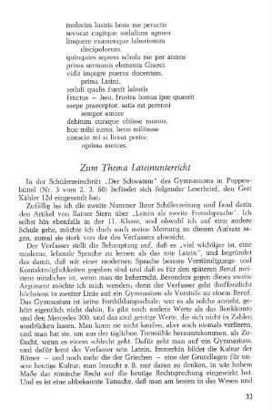 Zum Thema Lateinunterricht