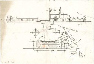 Döllgast, Hans; Pfändhausen (Bayern); Kath. Pfarrkirche - Lageplan; Ansicht