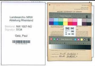 Entnazifizierung Paul Getz , geb. 22.05.1908 (Bergarbeiter)