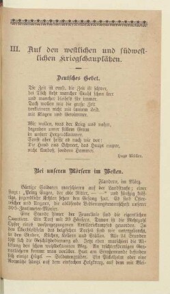III. Auf den westlichen und südwestlichen Kriegsschauplätzen