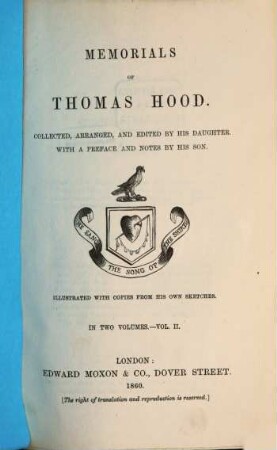 Memorials of Thomas Hood : in 2 vol., 2