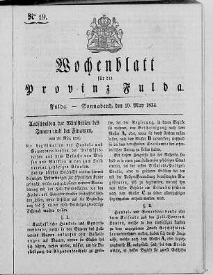 Nr. 19, Ausgabe vom 10. Mai 1834