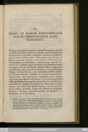 IX. Graeci Et Romani Scriptores Cur Rerum Christianarum Raro Meminerint.