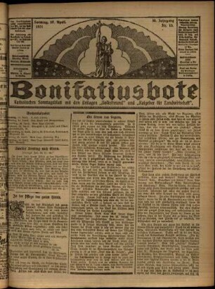 Erste Ausgabe vom Sonntag, den 10. April 1921.