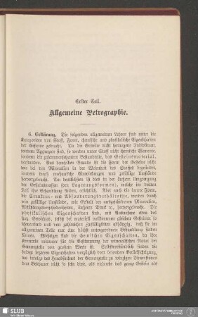 Erster Teil. Allgemeine Petrographie