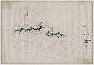 Wohnanlage Am Rupenhorn, 93 Eigentumswohnungen mit Schwimmbad (nicht realisiert) – Lageplan. Berlin-Charlottenburg, Am Rupenhorn 1-3