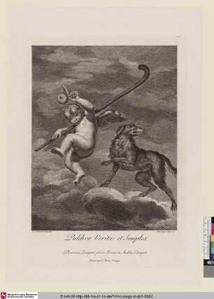 Putto mit Hund, Hirtenstab und Apfel