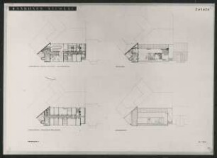 Bankhaus Nicolai, Hannover Wettbewerb: Vorschlag 1 / Grundrisse 2. und 3. Obergeschoss, Dachgarten, Dachdraufsicht