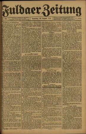Erste Ausgabe vom Samstag, den 28. August 1920.