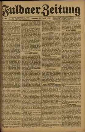 Erste Ausgabe vom Samstag, den 28. August 1920.