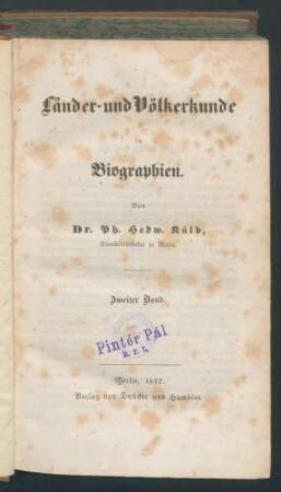 Länder- und Völkerkunde ... 2. Bd