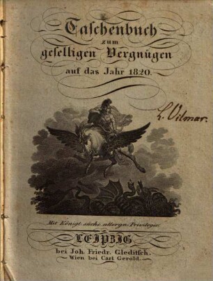 Taschenbuch zum geselligen Vergnügen. 1820