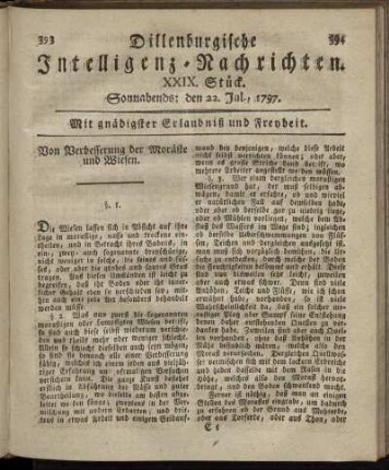 XXIX.Stück. Sonnabends: den 22. Jul. 1797.