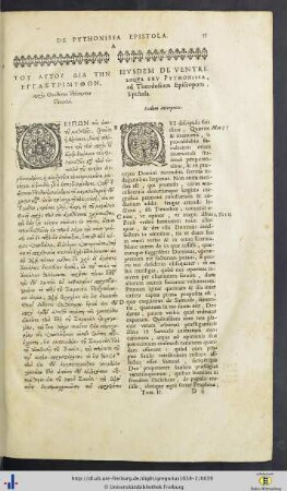 Epistola de Ventriloqua seu Pythonyssa eod. int.
