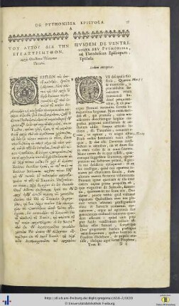 Epistola de Ventriloqua seu Pythonyssa eod. int.