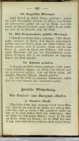 Zwölfte Abtheilung. Von Confect- und Marzipan-Massen