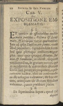 Cap. V. De expositione emblematis