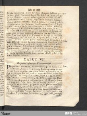 Caput VII. De forma testamenti Principi oblati.