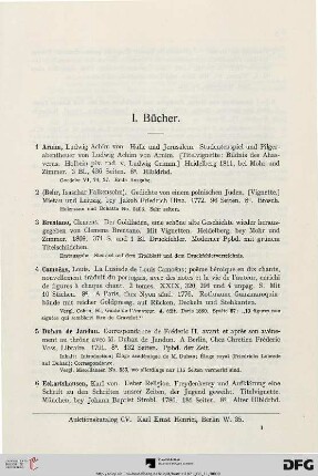 I. Bücher (Nr. 1-110)