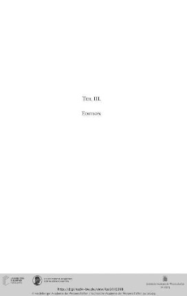 Teil III. Edition