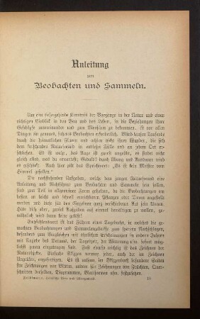 Anleitung zum Beobachten und Sammeln.