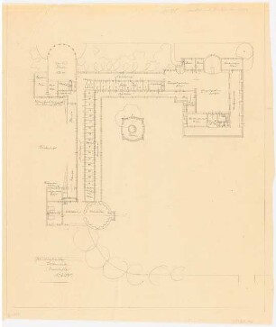 Südfriedhof, Saarbrücken: Kapelle, Leichenhalle, Urnenhalle: Grundriss 1:200