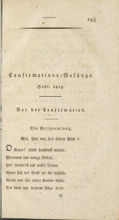 Confirmations-Gesänge.