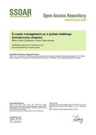 E-waste management as a global challenge (introductory chapter)