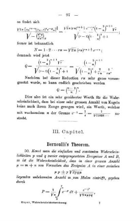 III. Capitel. Bernoulli's Theorem.