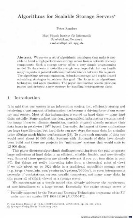 Algorithms for scalable storage servers