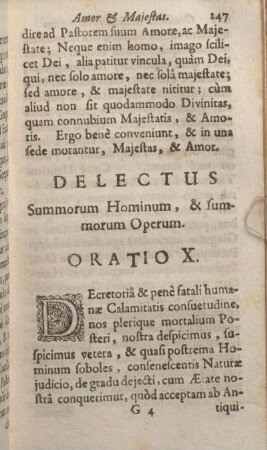 Delectus Summorum Hominum, & summorum Operum. Oratio X.