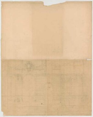 Thiersch, Friedrich von; München; Justizpalast - Mittelbau - Haupteingang u. Ornament (Ansicht, Schnitt)