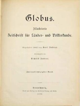 Globus : illustrierte Zeitschrift für Länder- und Völkerkunde. 62. 1892