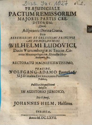 Praejudiciale Pactum Remissorium Majoris Partis Creditorum