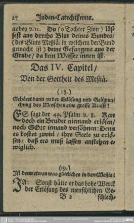 Das IV. Capitel, Von der Gottheit des Meßiä
