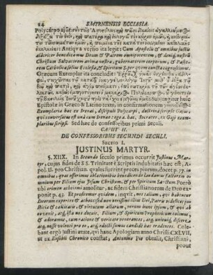 Caput II. De Confessoribus Secundi Seculi. Sectio I. - VI.