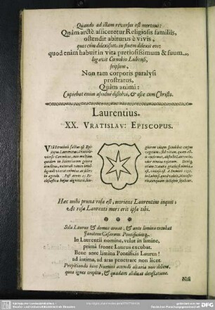 Laurentius. XX. Vratislav. Episcopus