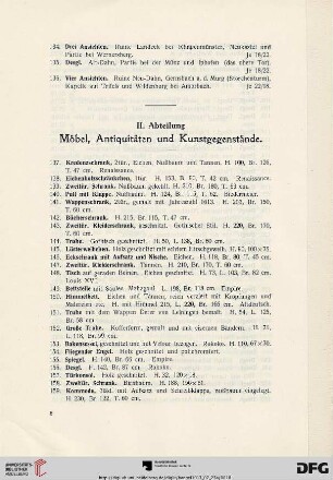 II. Abteilung. Möbel, Antiquitäten und Kunstgegenstände (Nr. 137-416)