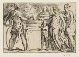 Antike Opferszene, Blatt der Folge "14 Figuren nach Parmigianino"