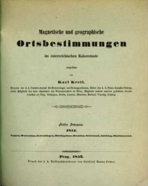 Magnetische u. geographische Ortsbestimmungen im oesterreichischen Kaiserstaate ausgeführt von Carl Kreil u. Carl Fritsch, 5