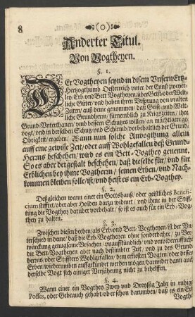 Anderter Titul. Von Vogtheyen