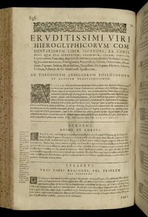 Liber Secundus, Ea Continens Quæ Per Serpentem, Cerberum [...]