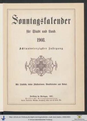 48. Jahrgang: Sonntagskalender für Stadt und Land