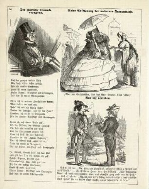 "Der glückliche Commis voyageur" "Naive Anschauung der modernen Frauentracht" "Nur nix verreden"