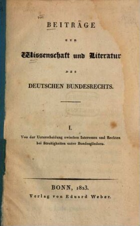 Beyträge zur Wissenschaft und Literatur des deutschen Bundesrechts
