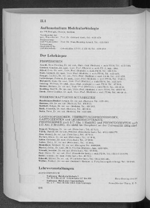 Aufbaustudium Molekularbiologie